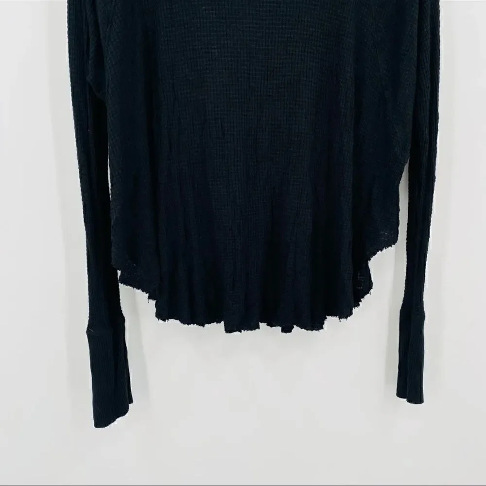 Free People Spring Valley Lace Waffle Knit Thermal Boho Top